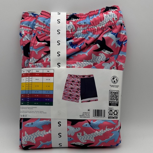 Member's Mark Men's Resort Pink Shark Print Men's Swim Trunks - Picture 6 of 8